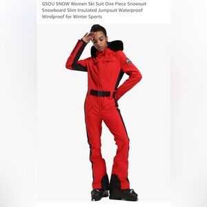 GSOU SNOW Women Ski Suit One Piece Snowsuit Snowboard